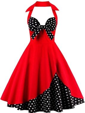 NWT Women Vintage Polka Dot 1950s Rockabilly Halter Audrey Dress Retro 4X